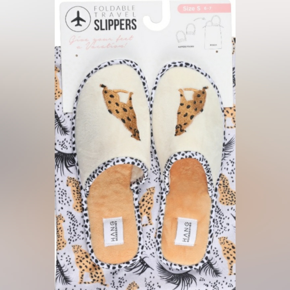 Cheetah Foldable Travel Slippers